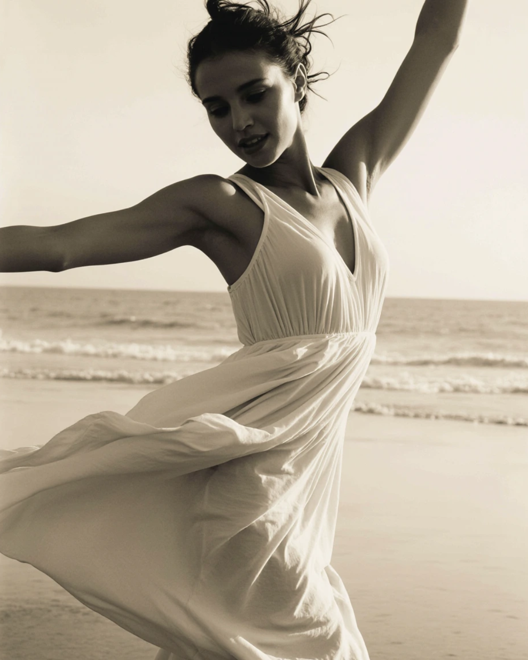 Woman Black White Happy