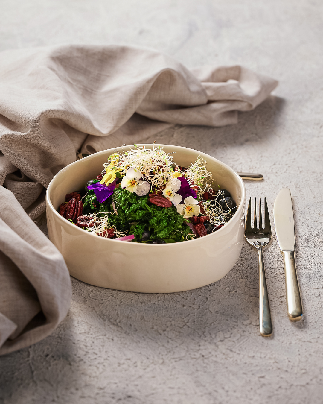 Kale Salad Plate with Flowers
